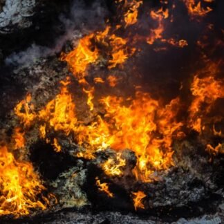 Red and yellow burning flames. Photo can be used as a whole background.