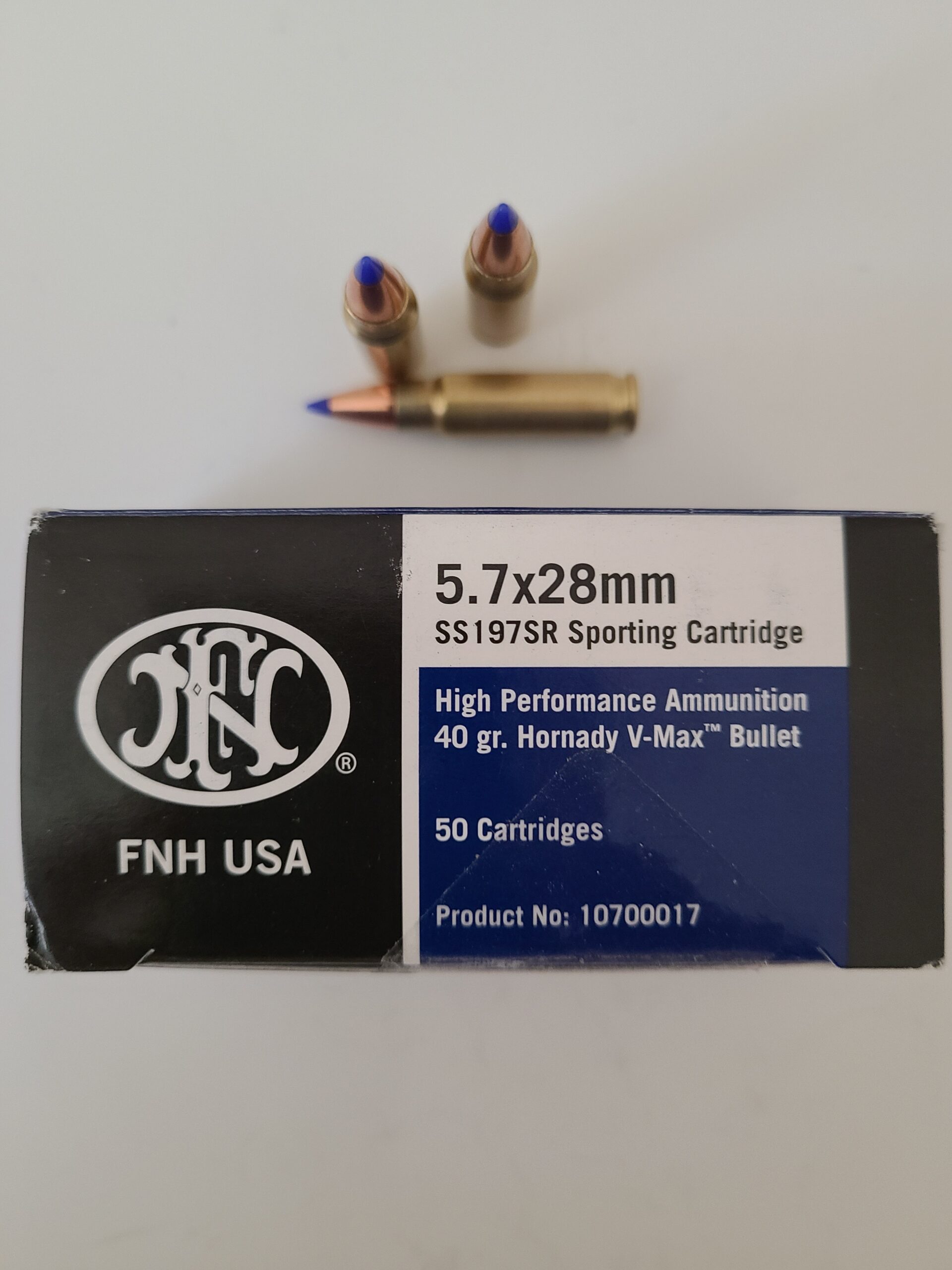 FN 57x28 MM 40 Gr Hornady V Max 50 round box