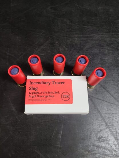 12 gauge 2 3/4 inch Incendiary Tracer Slug Red, Bright Green Ignition 5 rounds