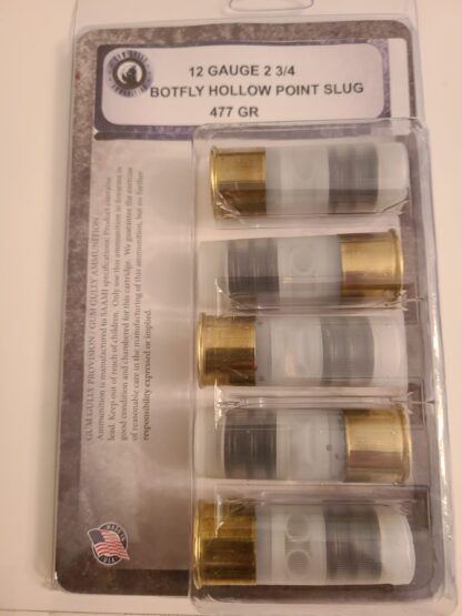 12 GAUGE 2 3/4 BOTFLY HOLLOW POINT SLUG 477 GR